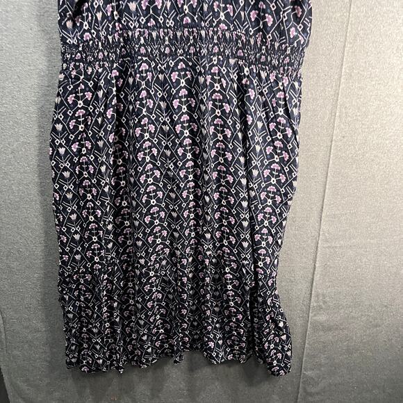 Destination 365 Printed Short-Sleeve Midi Dress with Smo Black Abstract XLP - Picture 14 of 15